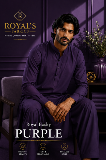 Royal Fabrics  Premium Wash & Wear Bosky Finish - Purple