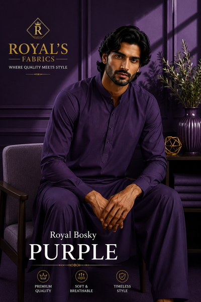 Royal Fabrics  Premium Wash & Wear Bosky Finish - Purple